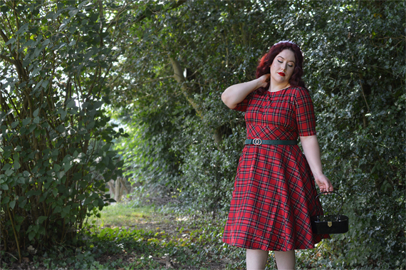 Red Tartan Irvine 50s dress Hell Bunny discount code AMYMAY20!% plus size pinup Miss Amy May