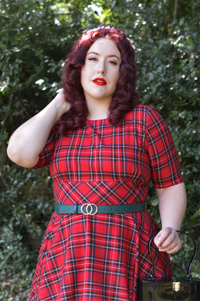 Red Tartan Irvine 50s dress Hell Bunny discount code AMYMAY20!% plus size pinup Miss Amy May