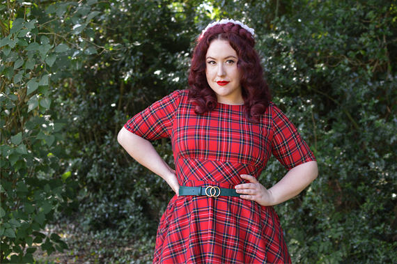 Red Tartan Irvine 50s dress Hell Bunny discount code AMYMAY20!% plus size pinup Miss Amy May