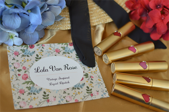 Lola Von Rose vegan cruelty free made in USA vintage liquid lipsticks gold Miss Amy May