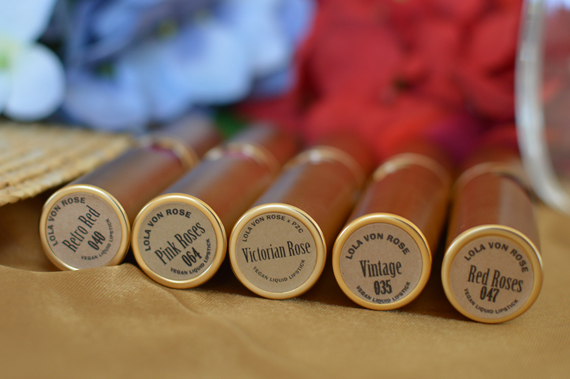 Lola Von Rose vegan cruelty free made in USA vintage liquid lipsticks gold Miss Amy May review