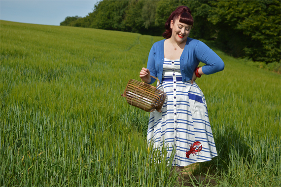 Collectif Sandrine Lobster Stripe dress nautical Miss Amy May plus size pinup