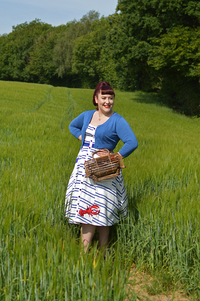 Collectif Sandrine Lobster Stripe dress nautical Miss Amy May plus size pinup