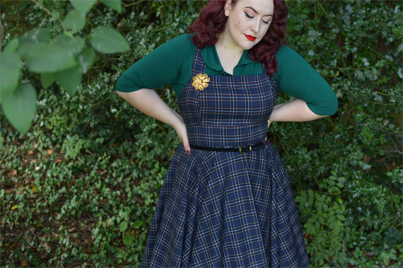 Navy Peebles Pinafore dress by Hell Bunny discount code Amymay20!% Miss Amy May plus size pinup size fit review