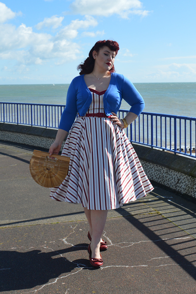 nautical Candy Stripe Nova Dress by Collectif Clothing mainline plus size fit review Miss Amy May