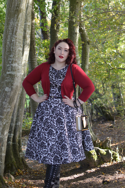 Glamorous Black Lace Hepburn dress Lady V London plus size pinup Miss Amy May size fit review audrey dress 