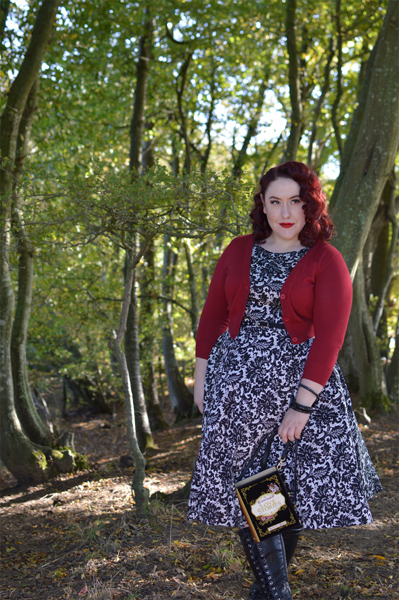 Glamorous Black Lace Hepburn dress Lady V London plus size pinup Miss Amy May size fit review audrey dress 