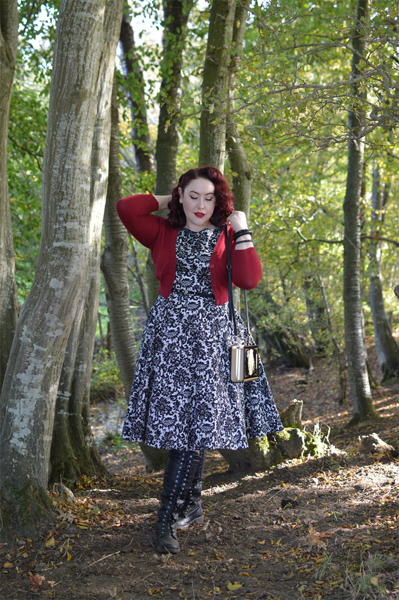 Glamorous Black Lace Hepburn dress Lady V London plus size pinup Miss Amy May size fit review audrey dress 