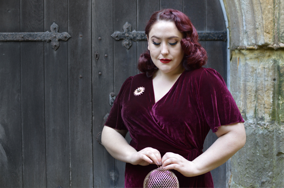 Joanie Clothing Harley Velvet Wrap dress Cabernet plus size pinup 1940s Miss Amy May fit review size