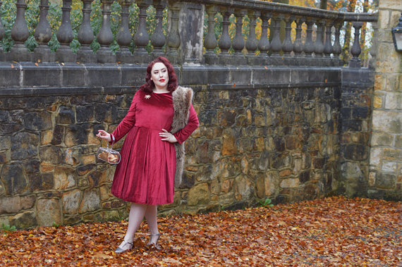 Burgundy Holly Velvet swing dress by Dolly & Dotty Miss Amy May giveaway win a dress of your choice plus size 