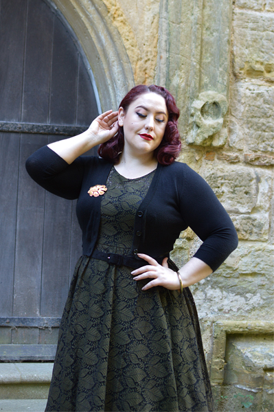 Sophia Vintage Inspired Leaf Dress curve plus size range Voodoo Vixen pinup Miss Amy May