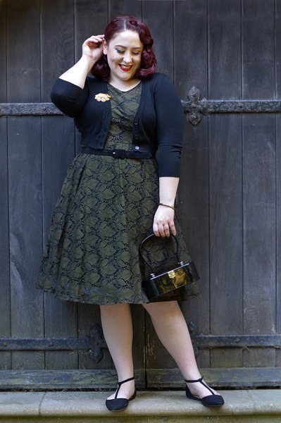 Sophia Vintage Inspired Leaf Dress curve plus size range Voodoo Vixen pinup Miss Amy May