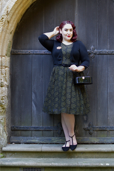 Sophia Vintage Inspired Leaf Dress curve plus size range Voodoo Vixen pinup Miss Amy May