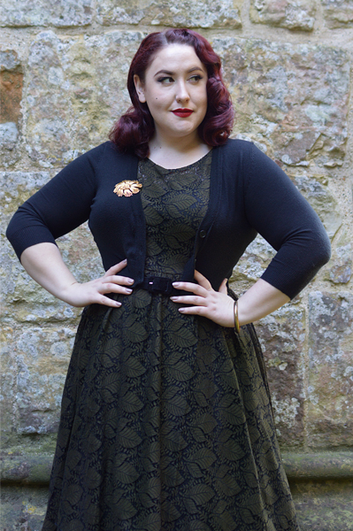 Sophia Vintage Inspired Leaf Dress curve plus size range Voodoo Vixen pinup Miss Amy May
