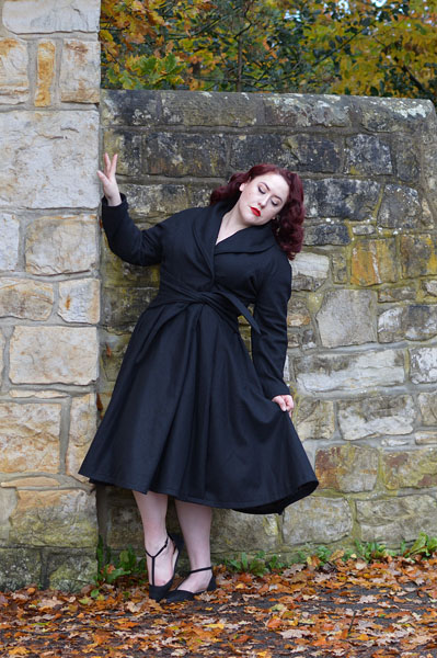 Love UR Look black belt swing coat ethically made woman owned plus size pinup Miss Amy May