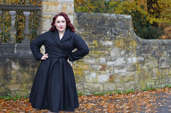 Love UR Look black belt swing coat ethically made woman owned plus size pinup Miss Amy May