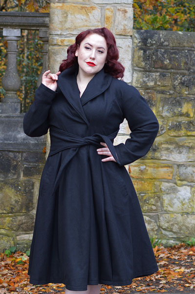 Love UR Look black belt swing coat ethically made woman owned plus size pinup Miss Amy May