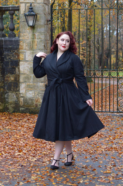 Love UR Look black belt swing coat ethically made woman owned plus size pinup Miss Amy May