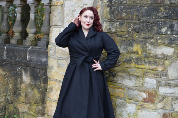 Love UR Look black belt swing coat ethically made woman owned plus size pinup Miss Amy May