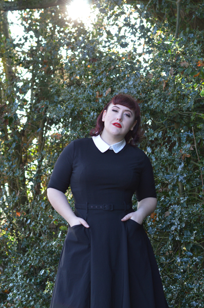 Collectif Clothing Black Winona swing dress size fit review Miss Amy May plus pinup