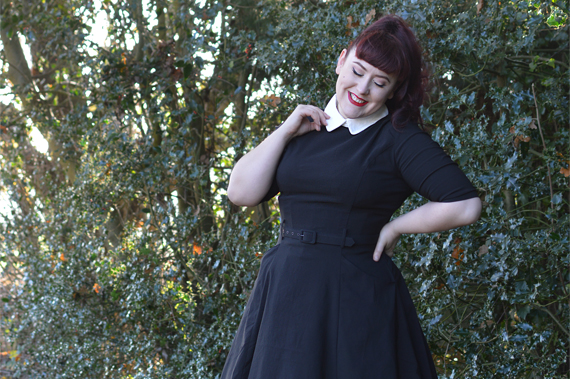 Collectif Clothing Black Winona swing dress size fit review Miss Amy May plus pinup