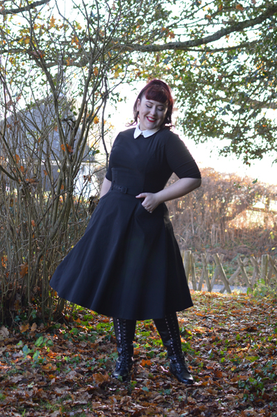 Collectif Clothing Black Winona swing dress size fit review Miss Amy May plus pinup