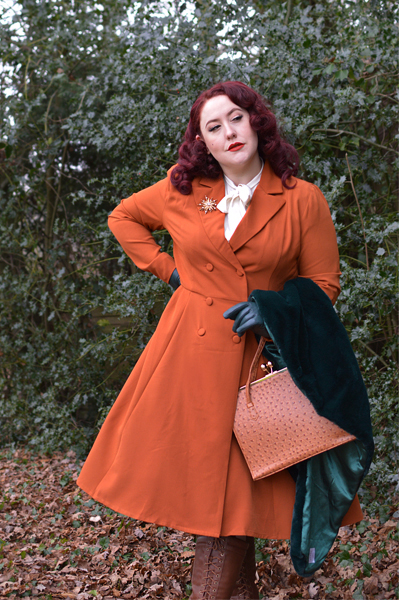Garcelle rust coat dress Lindy Bop budget friendly plus size uk pinup Miss Amy May fit sizing review