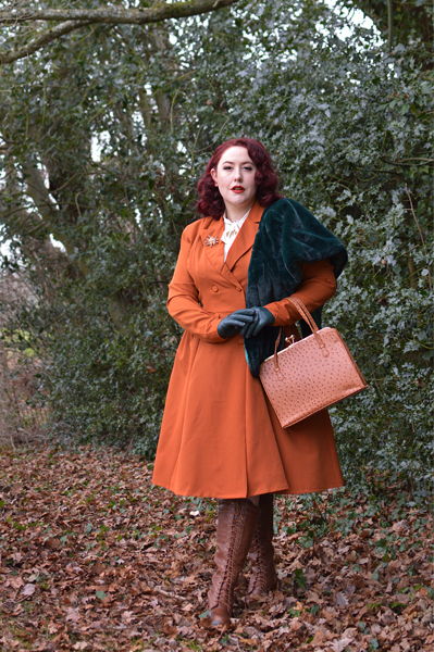 Garcelle rust coat dress Lindy Bop budget friendly plus size uk pinup Miss Amy May fit sizing review