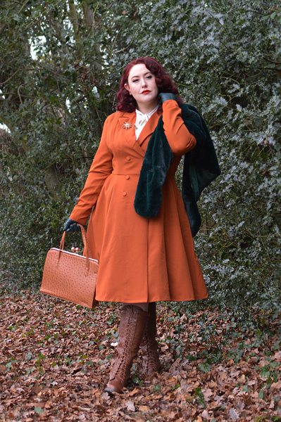 Garcelle rust coat dress Lindy Bop budget friendly plus size uk pinup Miss Amy May fit sizing review