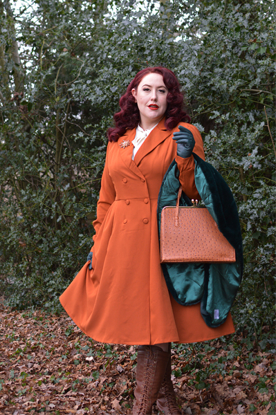 Garcelle rust coat dress Lindy Bop budget friendly plus size uk pinup Miss Amy May fit sizing review