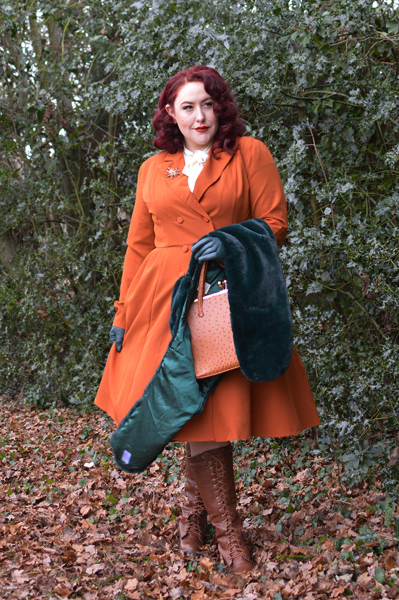 Garcelle rust coat dress Lindy Bop budget friendly plus size uk pinup Miss Amy May fit sizing review