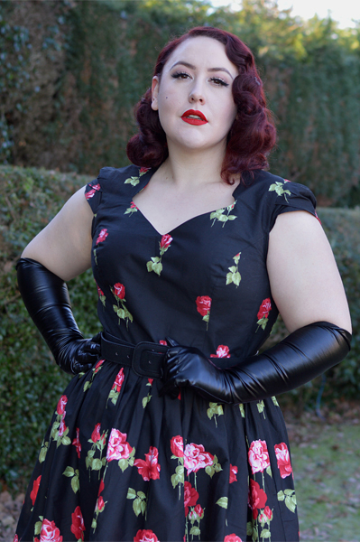 Hell Bunny Antonia Mid dress rose print SS19 discount code hellbunny.com AMYMAY20!% Miss Amy May pinup fit plus size review