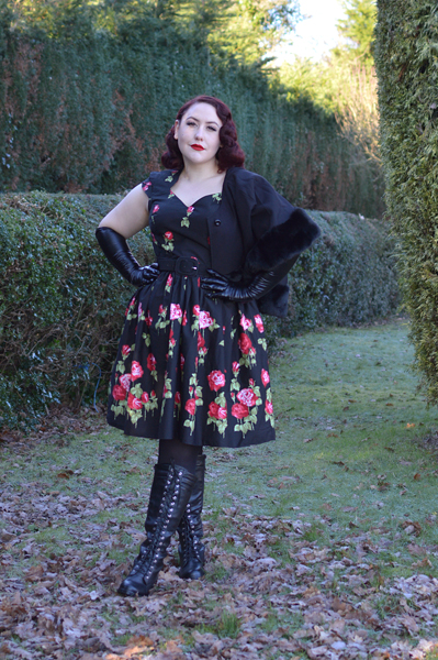 Hell Bunny Antonia Mid dress rose print SS19 discount code hellbunny.com AMYMAY20!% Miss Amy May pinup fit plus size review