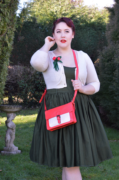 Blood Orange/Beige Ivy leather satchel handbag gifted by Hotter Shoes Miss Amy May casual vintage style 