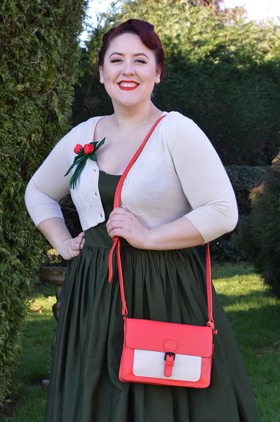 Blood Orange/Beige Ivy leather satchel handbag gifted by Hotter Shoes Miss Amy May casual vintage style 