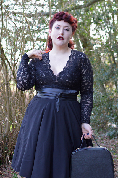 Black shirley skirt Joanie Clothing plus size pinup vintage inspired Miss Amy May fit size review