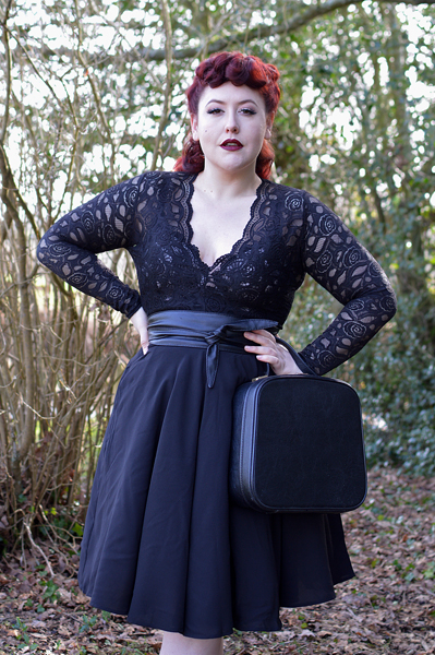 Black shirley skirt Joanie Clothing plus size pinup vintage inspired Miss Amy May fit size review