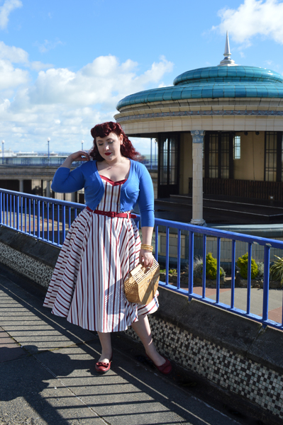 nautical Candy Stripe Nova Dress by Collectif Clothing mainline plus size fit review Miss Amy May