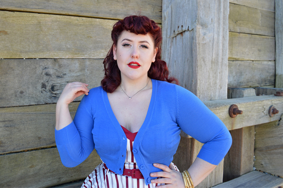 nautical Candy Stripe Nova Dress by Collectif Clothing mainline plus size fit review Miss Amy May