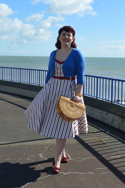 nautical Candy Stripe Nova Dress by Collectif Clothing mainline plus size fit review Miss Amy May