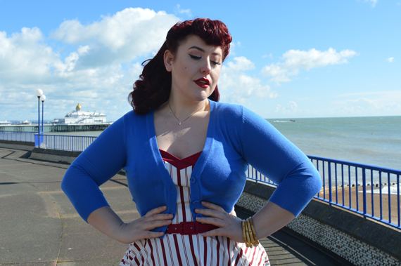 nautical Candy Stripe Nova Dress by Collectif Clothing mainline plus size fit review Miss Amy May