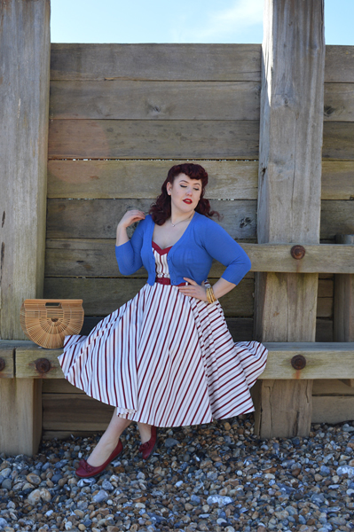 nautical Candy Stripe Nova Dress by Collectif Clothing mainline plus size fit review Miss Amy May