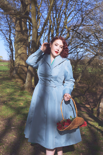 Aemela-Ivy Dress and Cleobella-Minty hooded swing water repellent coat by Miss Candyfloss made in Europe EU plus size pinup size fit review Miss Amy May