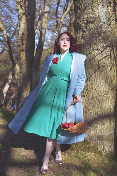 Aemela-Ivy Dress and Cleobella-Minty hooded swing water repellent coat by Miss Candyfloss made in Europe EU plus size pinup size fit review Miss Amy May