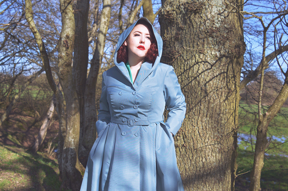 Aemela-Ivy Dress and Cleobella-Minty hooded swing water repellent coat by Miss Candyfloss made in Europe EU plus size pinup size fit review Miss Amy May