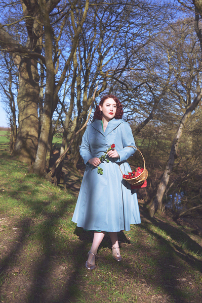 Aemela-Ivy Dress and Cleobella-Minty hooded swing water repellent coat by Miss Candyfloss made in Europe EU plus size pinup size fit review Miss Amy May