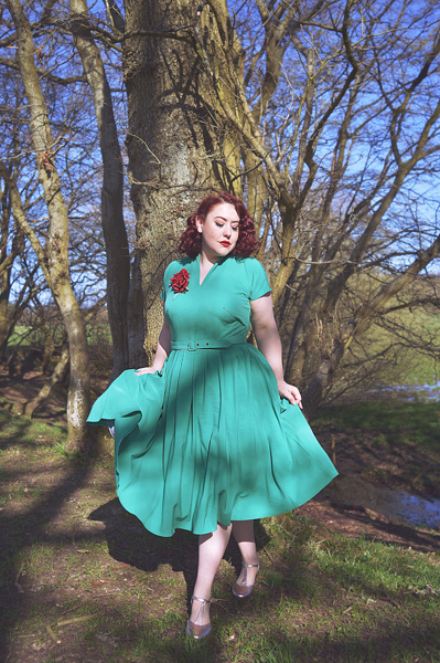 Aemela-Ivy Dress and Cleobella-Minty hooded swing water repellent coat by Miss Candyfloss made in Europe EU plus size pinup size fit review Miss Amy May