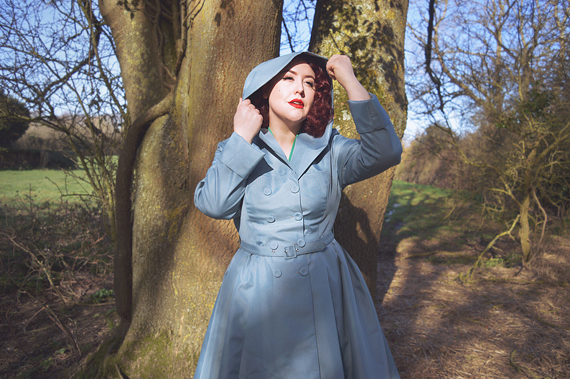 Aemela-Ivy Dress and Cleobella-Minty hooded swing water repellent coat by Miss Candyfloss made in Europe EU plus size pinup size fit review Miss Amy May