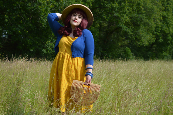 Joanie Clothing Yellow Eyelet lace Gemma sun dress gifted fit sizing plus size review pinup Miss Amy May