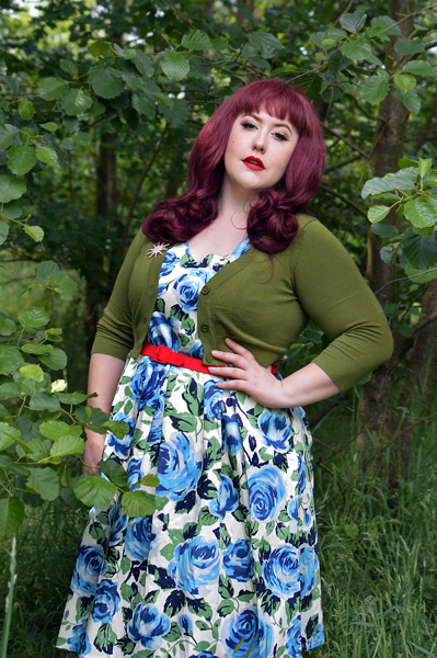 Blue Floral Hysteria dress gifted by Joanie Clothing plus size fit review Miss Amy May